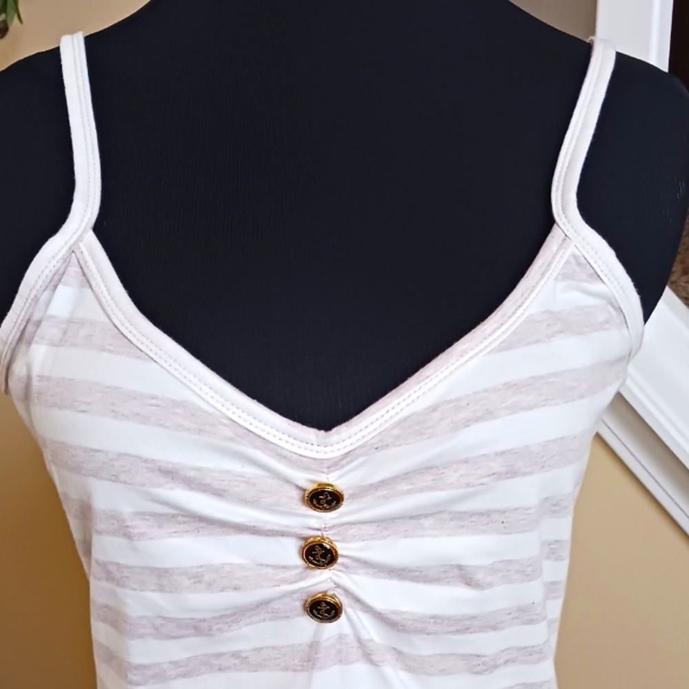 Kim Kardashian Striped White and Beige TankTop NWT - Picture 2 of 8